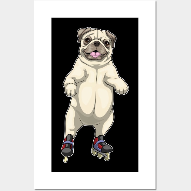 Pug Inline skating Roller skates Wall Art by Markus Schnabel